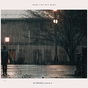 Pre Made Album Cover Ebb a man walking down a street in the rain