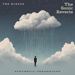 Pre Made Album Cover River Bed a man standing in the middle of a field under a rain cloud