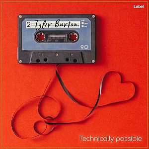 Pre Made Album Cover Alizarin Crimson a tape recorder with a heart on a red background