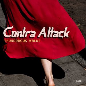 Pre Made Album Cover Jon a woman in a red dress walking down a sidewalk