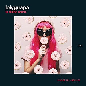 Pre Made Album Cover Dust Storm a woman with pink hair and sunglasses holding a doughnut