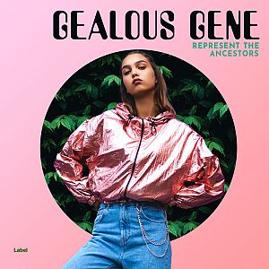 Pre Made Album Cover Illusion a woman wearing a pink jacket and jeans
