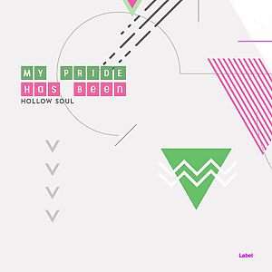 Pre Made Album Cover Concrete a white background with a green triangle and a pink triangle