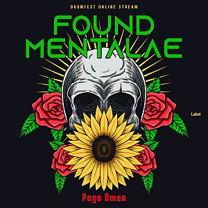 Pre Made Album Cover Di Serria a skull with sunflowers and roses on a black background