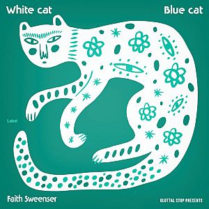 Pre Made Album Cover Aqua Haze a drawing of a white cat on a green background