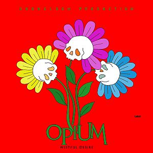 Pre Made Album Cover Red a bunch of flowers that are on a red background