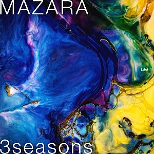 Pre Made Album Cover Biscay an abstract painting of blue, yellow, and green
