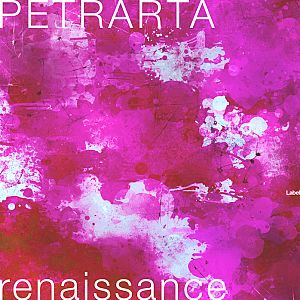 Pre Made Album Cover Medium Red Violet a painting of pink and white paint on a red background