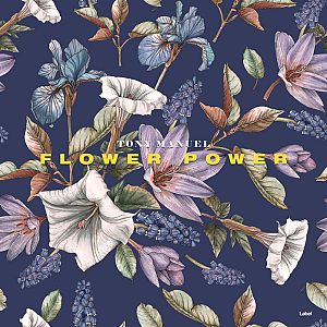 Pre Made Album Cover Gun Powder a watercolor painting of flowers and leaves on a blue background