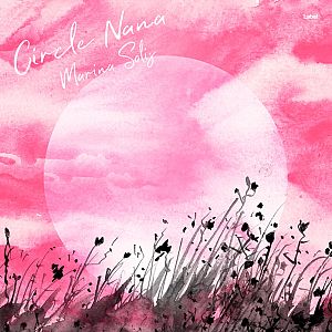 Pre Made Album Cover Chantilly a painting of a pink sky with a full moon