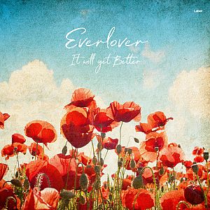 Pre Made Album Cover Moon Mist a field full of red flowers under a blue sky