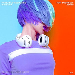 Pre Made Album Cover Dull Lavender a woman with blue hair and headphones on