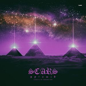 Pre Made Album Cover Ebony Clay three pyramids in the desert under a purple sky