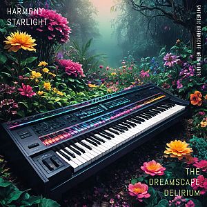 Pre Made Album Cover Mirage a piano in the middle of a field of flowers
