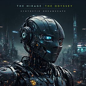 Pre Made Album Cover Mirage a robot in a futuristic city at night