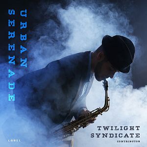Pre Made Album Cover Ebony Clay a man playing a saxophone on a cloud of smoke