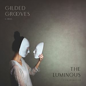 Pre Made Album Cover Fuscous Gray a woman holding two white masks in front of her face