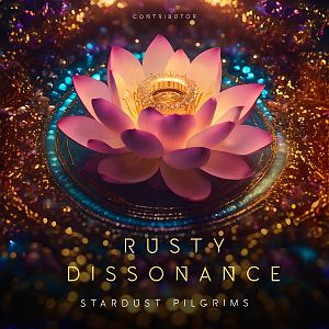 Pre Made Album Cover Cocoa Brown A glowing pink lotus flower surrounded by intricate patterns of colorful lights and sparkles.