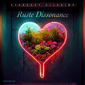 Pre Made Album Cover Baltic Sea A neon heart with vibrant flowers inside glows against a dark background.