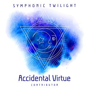 Pre Made Album Cover Hawkes Blue a blue and purple poster with the words,'accident virtue '