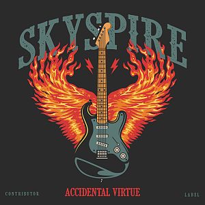 Pre Made Album Cover Cape Cod an electric guitar with flames on it and the words skyfire