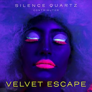 Pre Made Album Cover Persian Indigo a woman's face with bright purple and pink makeup
