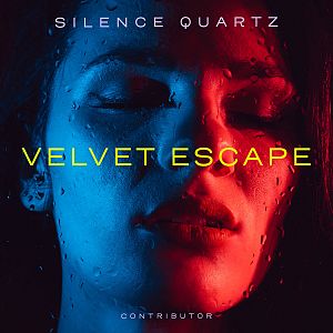 Pre Made Album Cover Valencia a woman's face with the words velvet escape on it