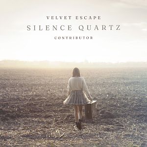 Pre Made Album Cover Westar A woman walks alone through a barren field at sunset, carrying a vintage suitcase. She wears a light-colored top and a short skirt.