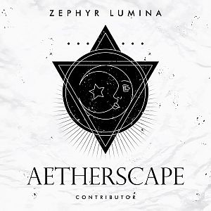 Pre Made Album Cover Cod Gray Geometric design with a sun and moon illustration overlaying a triangle and circle, set against a marble textured background.