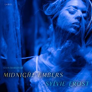 Pre Made Album Cover Congress Blue A woman is surrounded by blue lighting and ethereal, wispy material, giving a dreamy and mysterious atmosphere.