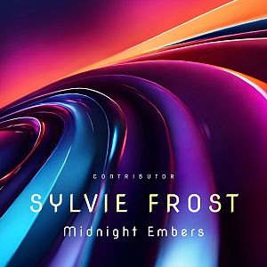 Pre Made Album Cover Sunglo Abstract design with swirling neon lights in vibrant colors, resembling a dynamic, futuristic setting.