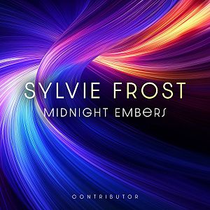 Pre Made Album Cover Violet A vibrant, abstract swirl of blue, purple, and yellow light streaks on a dark background.