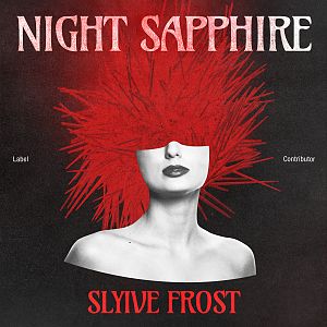 Pre Made Album Cover Contessa Monochrome portrait of a woman with spiky red hair covering her eyes, set against a dark background.