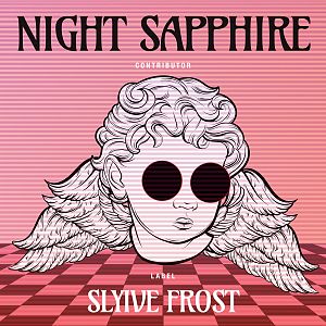 Pre Made Album Cover Carissma A detailed illustration of a winged cherub statue wearing black round sunglasses, set against a pink striped background.