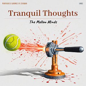 Pre Made Album Cover Ebb A tennis ball is being powerfully shot from a mechanical device, causing a splash of liquid.