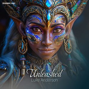 Pre Made Album Cover Tuna A fantasy character with detailed face paint, ornate headpiece, and large pointed ears, set against a dark, mystical background.