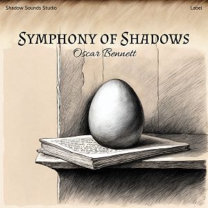 Pre Made Album Cover Bone A pencil sketch of an egg resting on an open book, with a wooden textured background.