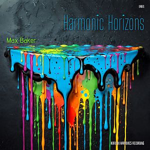 Pre Made Album Cover Shark Colorful paint drips artfully down a black textured wall, forming a vibrant and abstract display.
