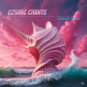 Pre Made Album Cover Strikemaster A giant, ornate pink seashell emerges dramatically from the ocean with vibrant pink clouds in the sky.