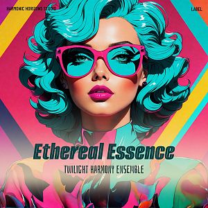 Pre Made Album Cover Japonica A vibrant, stylized portrait of a woman with teal hair and sunglasses, set against a colorful geometric background.