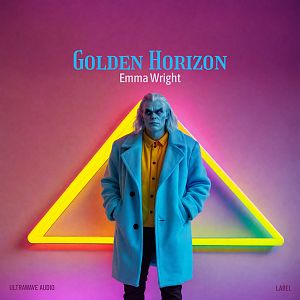 Pre Made Album Cover Cannon Pink A person with blue face paint, white hair, and a blue coat stands in front of a glowing, multicolored triangular backdrop.