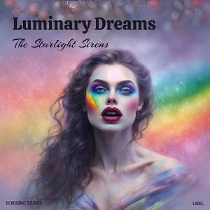 Pre Made Album Cover Mamba A woman with colorful makeup and flowing hair stands against a dreamy, rainbow-hued background.