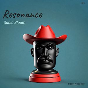 Pre Made Album Cover Bismark A black statue with a red cowboy hat and mustache, set against a teal background.
