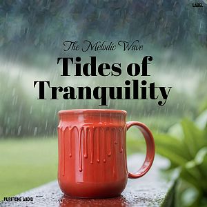 Pre Made Album Cover Limed Ash A red mug with water droplets sits outdoors on a rainy day with greenery in the background.