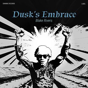 Pre Made Album Cover Alto A monochrome illustration of a person with sunglasses and raised fists, with rays emanating in the background.