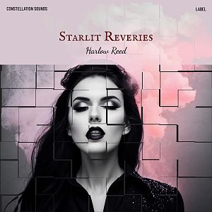 Pre Made Album Cover Baltic Sea A woman with dark hair and makeup is pictured against a cloudy background with a fragmented grid overlay.