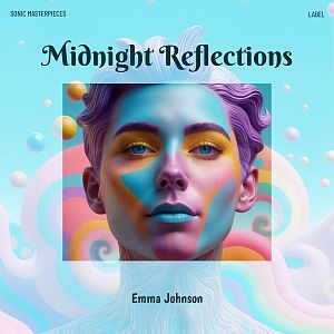 Pre Made Album Cover Blizzard Blue A surreal portrait with multicolored abstract facial paint against a dreamy background.