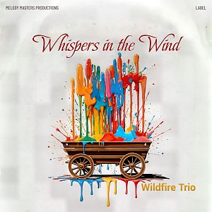 Pre Made Album Cover Westar A wooden cart filled with splashes of colorful paint. The background is white with red cursive and yellow text at the top and bottom.