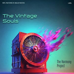 Pre Made Album Cover Pickled Bluewood A vibrant image of a retro-styled, colorful radiating speaker emitting flowing, purple energy against a gradient background.