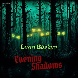 Pre Made Album Cover Black Bean A dark, eerie forest with glowing yellow eyes peering between tree trunks, under a greenish sky.